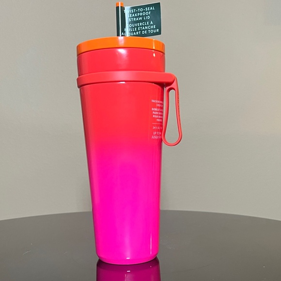 NWT Starbucks Ombré Pink To Orange Gradient Tumbler Spill Proof  Venti 24 OZ - Picture 1 of 8